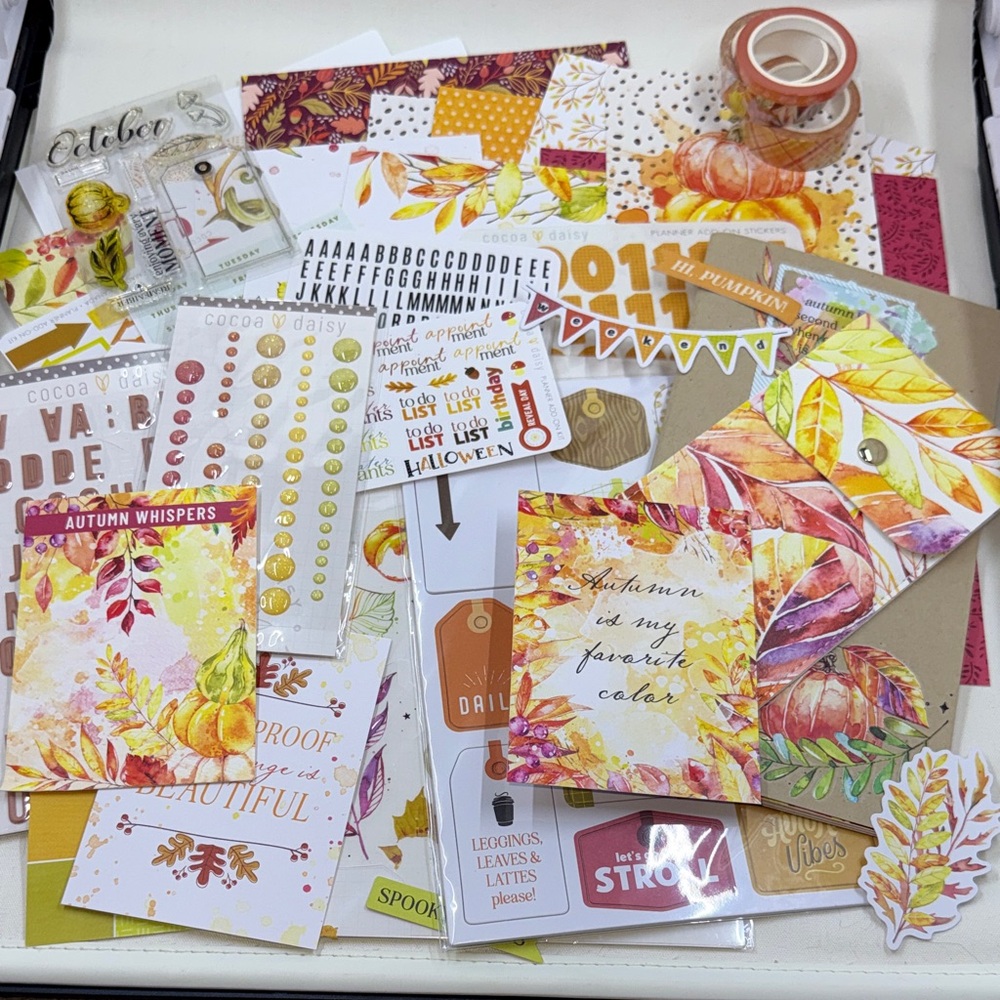 Cocoa Daisy Fall October-Autumn Whispers Memory Keeping Stationary Kit *Used